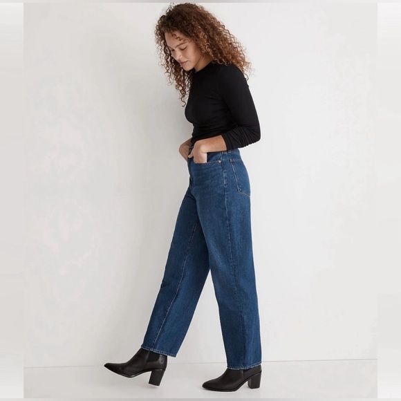NWT Madewell Baggy Straight Jeans in Dark Worn Indigo Wash - Picture 3 of 11